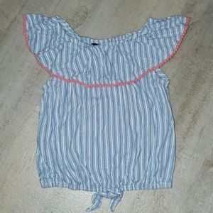 3/$10 Girls blue and white strip top size 7/8